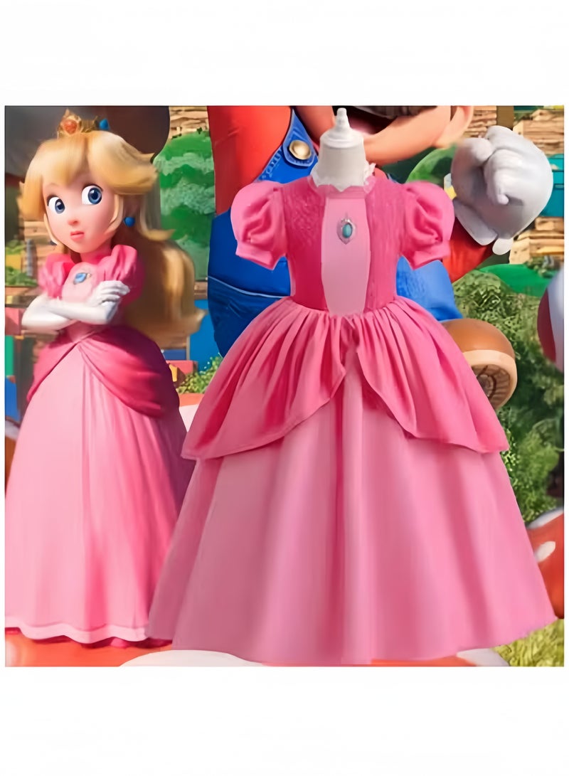 GGEROU Princess Peach Costume Dress for Girls cosplay Halloween Party Dress Up princess peach Dress - Image 3