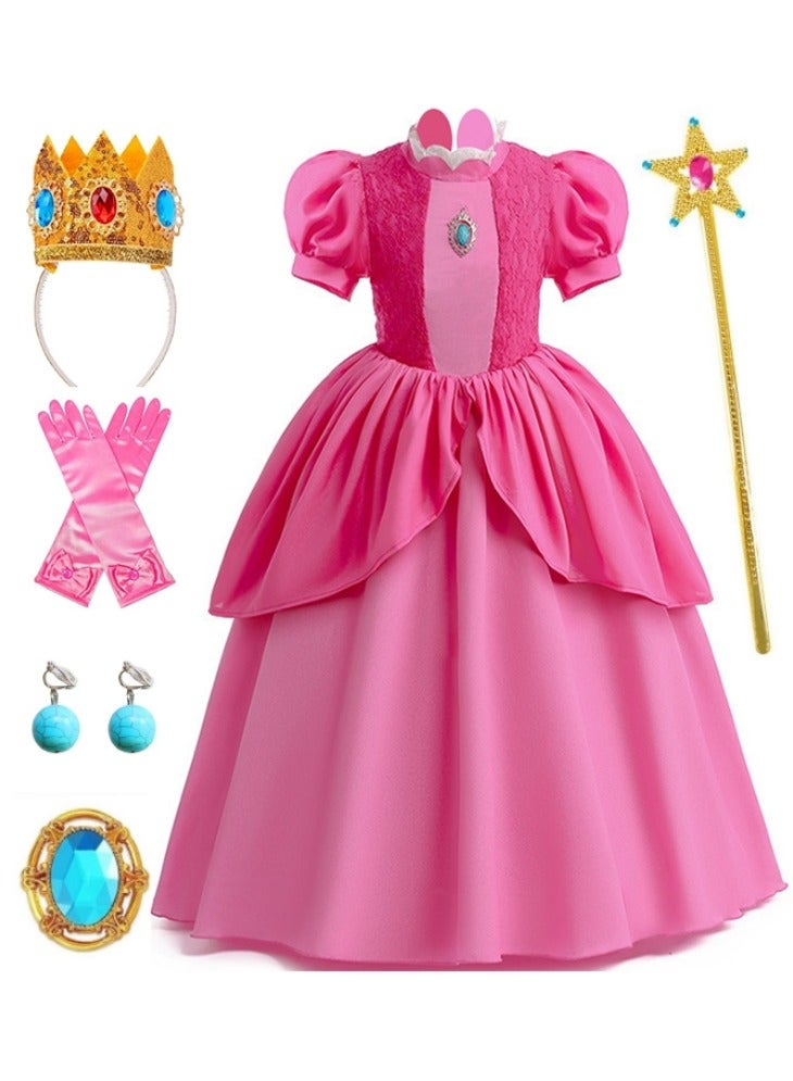 GGEROU Princess Peach Costume Dress for Girls cosplay Halloween Party Dress Up princess peach Dress - Image 1