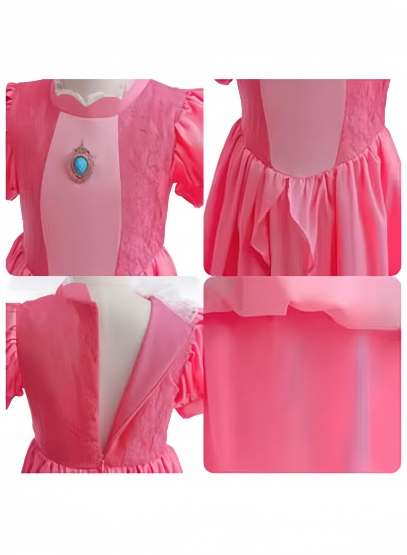 GGEROU Princess Peach Costume Dress for Girls cosplay Halloween Party Dress Up princess peach Dress - Image 2