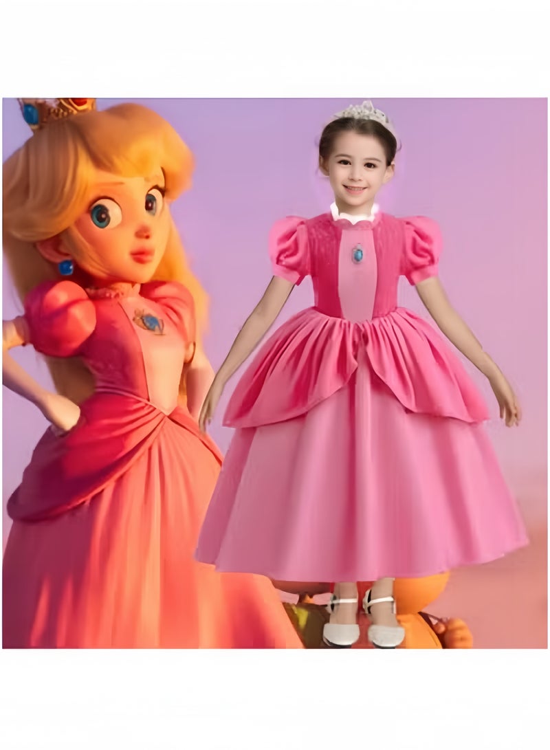 GGEROU Princess Peach Costume Dress for Girls cosplay Halloween Party Dress Up princess peach Dress - Image 4