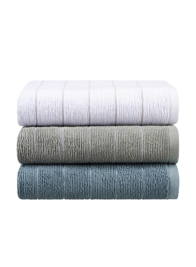 Martex Restore Slub Stripe Bath Towel - Soft, Absorbent, Moisture-Wicking and Quick to Dry - Lightweight for Everyday Use - Comfortable Feel with Convenient Loop for Hanging - 30" x 56" - White - Image 3