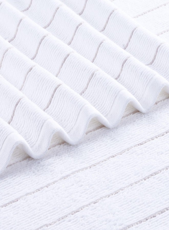 Martex Restore Slub Stripe Bath Towel - Soft, Absorbent, Moisture-Wicking and Quick to Dry - Lightweight for Everyday Use - Comfortable Feel with Convenient Loop for Hanging - 30" x 56" - White - Image 2