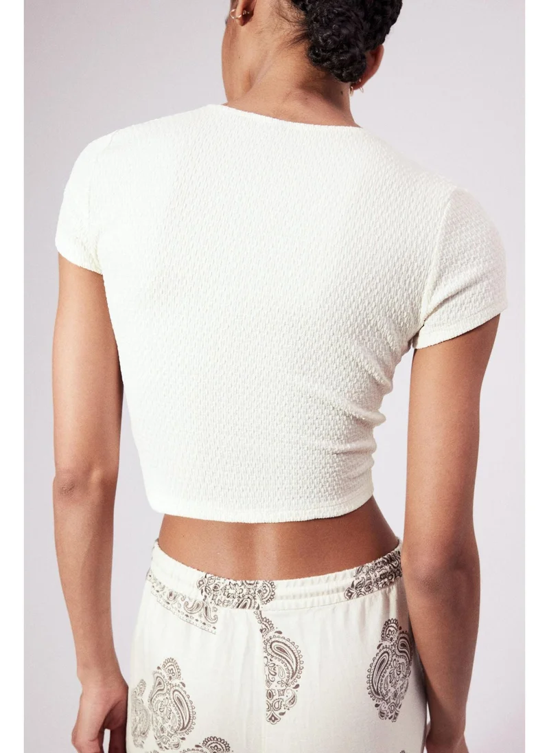 اتش اند ام Bead-detail ruched top