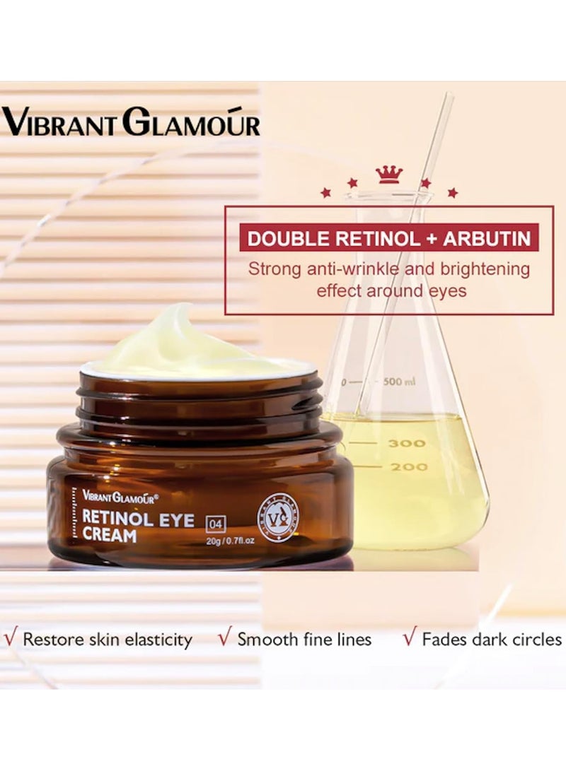 Vibrant Glamour VIBRANT GLAMOUR Retionol Eye Cream Dark Circles Fade Fine Lines Remove Eyes Bags Anti-Wrinkle Firming Brighten Skin 20g - Image 2
