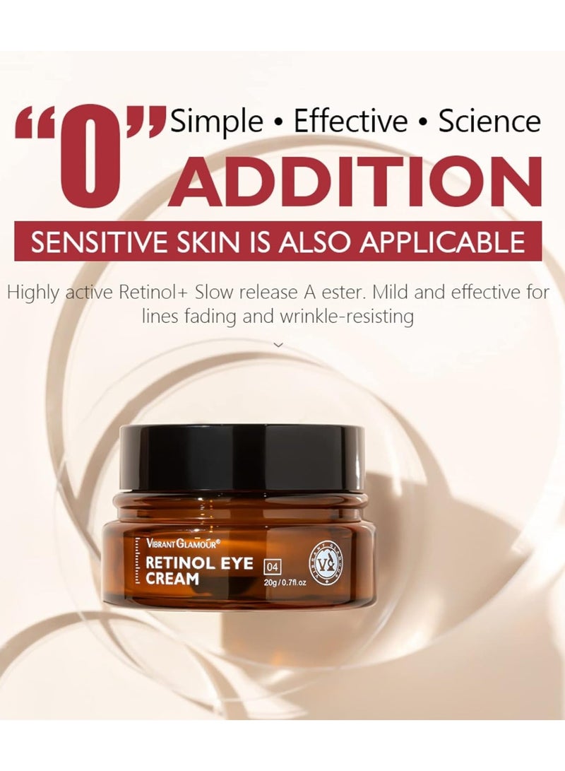 Vibrant Glamour VIBRANT GLAMOUR Retionol Eye Cream Dark Circles Fade Fine Lines Remove Eyes Bags Anti-Wrinkle Firming Brighten Skin 20g - Image 3