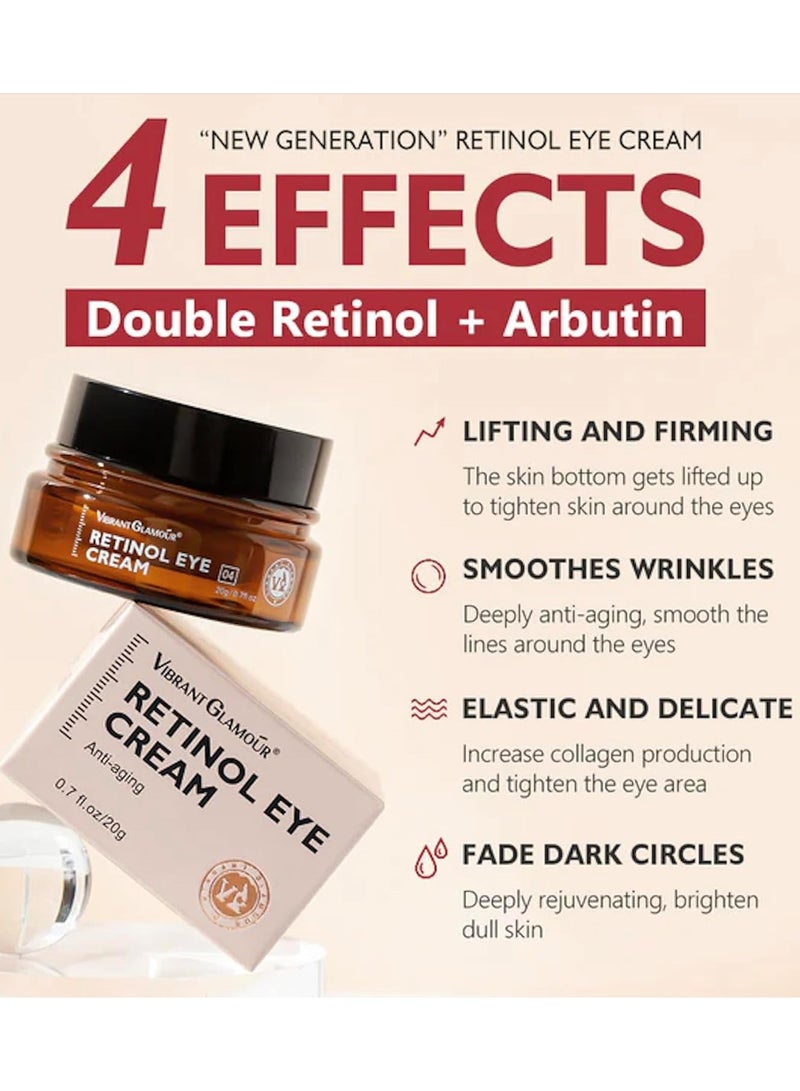 Vibrant Glamour VIBRANT GLAMOUR Retionol Eye Cream Dark Circles Fade Fine Lines Remove Eyes Bags Anti-Wrinkle Firming Brighten Skin 20g - Image 5