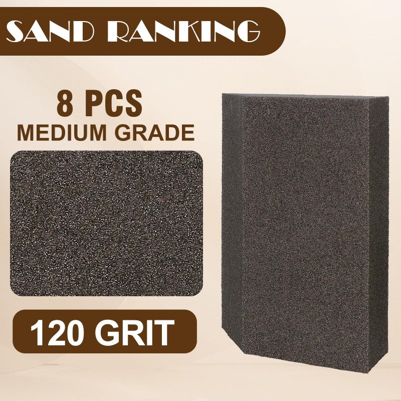 Jamiikury 120 Grit Angled Sanding Blocks, Jamiikury Fine Sponge Sand Block Washable and Reusable, Wet & Dry Sandpaper Block for Wood Metal Drywall and Furniture Paint - Pack of 8 - Image 2