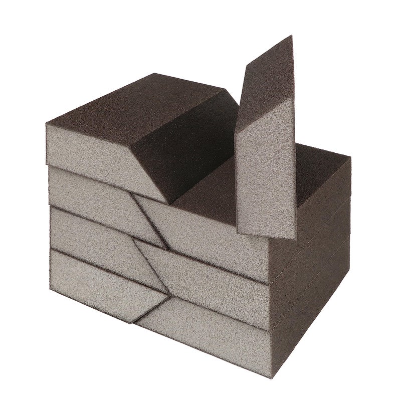 Jamiikury 120 Grit Angled Sanding Blocks, Jamiikury Fine Sponge Sand Block Washable and Reusable, Wet & Dry Sandpaper Block for Wood Metal Drywall and Furniture Paint - Pack of 8 - Image 1