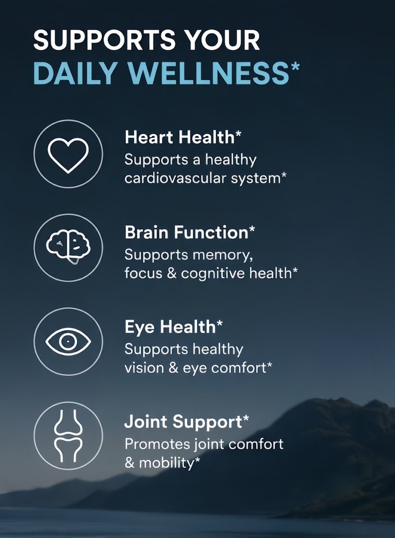 Omega-3,triple Strength, 1250 Mg, Made with ALASKAOMEGA, with Triglyceride EPA & DHA | Heart, Brain & Joint Support | IFOS 5 Star Certified, Non-GMO & Gluten Free - 90 Softgels - Image 2