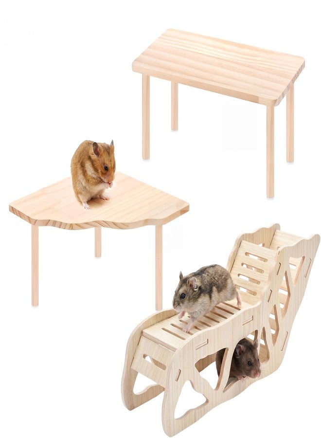 PASDUCHAS 3-Piece Wooden Hamster Platform Set, Versatile Hideout & Exploration Tunnel with Ladder, Cage Decor for Syrian Dwarf Hamsters, Gerbils, Mice - Image 1