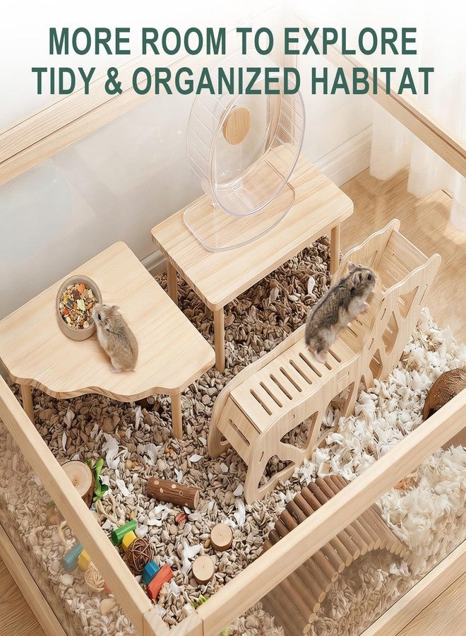 PASDUCHAS 3-Piece Wooden Hamster Platform Set, Versatile Hideout & Exploration Tunnel with Ladder, Cage Decor for Syrian Dwarf Hamsters, Gerbils, Mice - Image 4