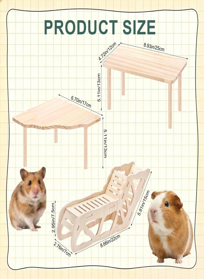 PASDUCHAS 3-Piece Wooden Hamster Platform Set, Versatile Hideout & Exploration Tunnel with Ladder, Cage Decor for Syrian Dwarf Hamsters, Gerbils, Mice - Image 3