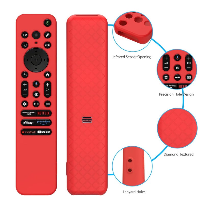Cotbolt Silicone Cover Case Compatible with Sony Bravia Smart Tv 2023 2024 2025 Voice Remote RMF-TX910U (Red) [Remote NOT Included] - Image 2