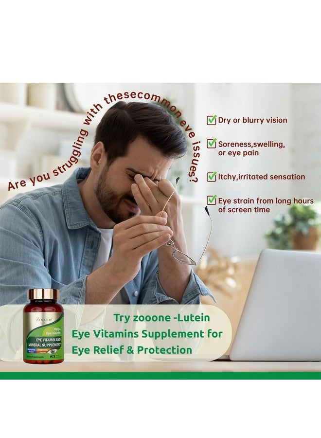 zooone zooone- 60pcs Lutein Eye Vitamins Supplement Nutritional Supplement for Macular Health & Dry Eye Support, Contains Lutein, Zinc, Vitamins C/E & Zeaxanthin  - Image 2