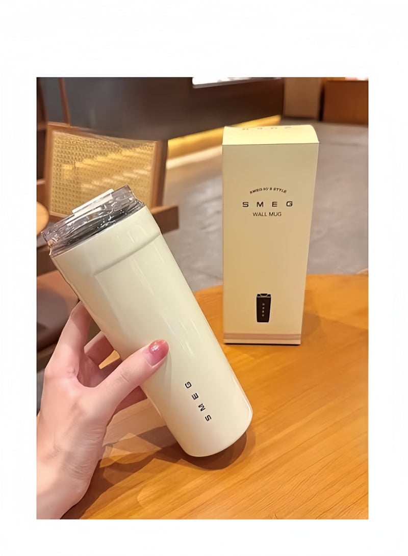 SMEG 550ML Coffee Mug,Insulated Beverage Cup With Leakproof Lid, Travel Portable Car Drinking Cupï¼316 Stainless Steel Vacuum Leak proof Thermos Cup, White - Image 4