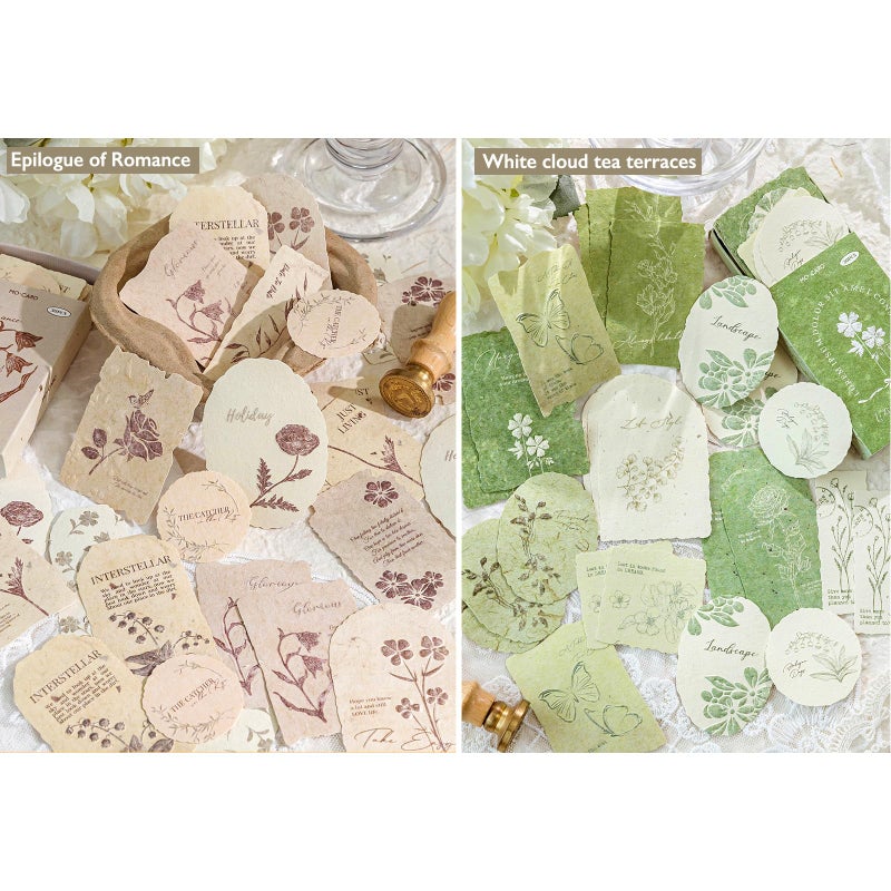 K Kattone 180 Pcs Flower Textured Stickers Embossed 6 Assorted Set, Natural Floral Botanical Scrapbook Stickers Vintage Decals for Bullet Junk Journaling Supplies Planner Craft Card Making Laptops Gifts - Image 4