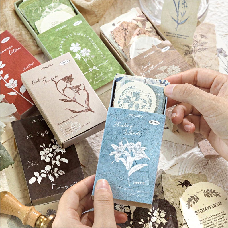 K Kattone 180 Pcs Flower Textured Stickers Embossed 6 Assorted Set, Natural Floral Botanical Scrapbook Stickers Vintage Decals for Bullet Junk Journaling Supplies Planner Craft Card Making Laptops Gifts - Image 2