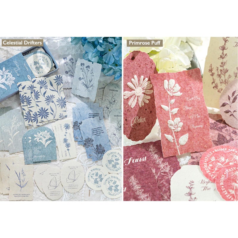 K Kattone 180 Pcs Flower Textured Stickers Embossed 6 Assorted Set, Natural Floral Botanical Scrapbook Stickers Vintage Decals for Bullet Junk Journaling Supplies Planner Craft Card Making Laptops Gifts - Image 5