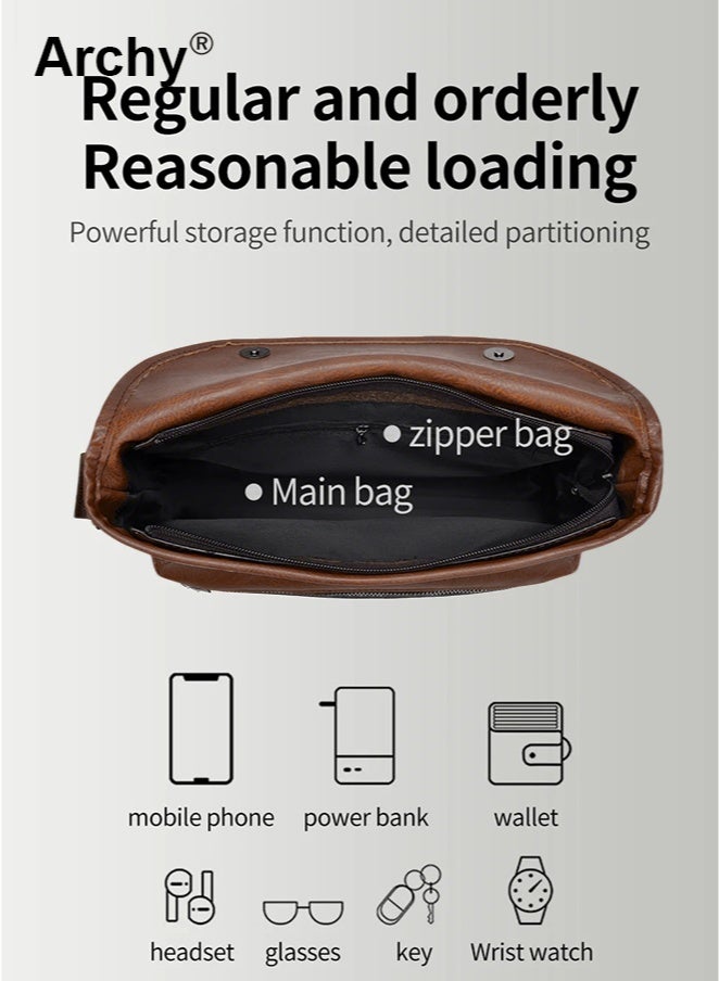 أرشي حقيبة كتف رجالية عصرية فاخرة - سعة كبيرة ومقاومة للماء | مناسبة للتنقل في المدينة والأنشطة الخارجية | تصميم متين مقاوم للتآكل، مناسب لجهاز iPad مقاس 9.7 بوصة - Image 4