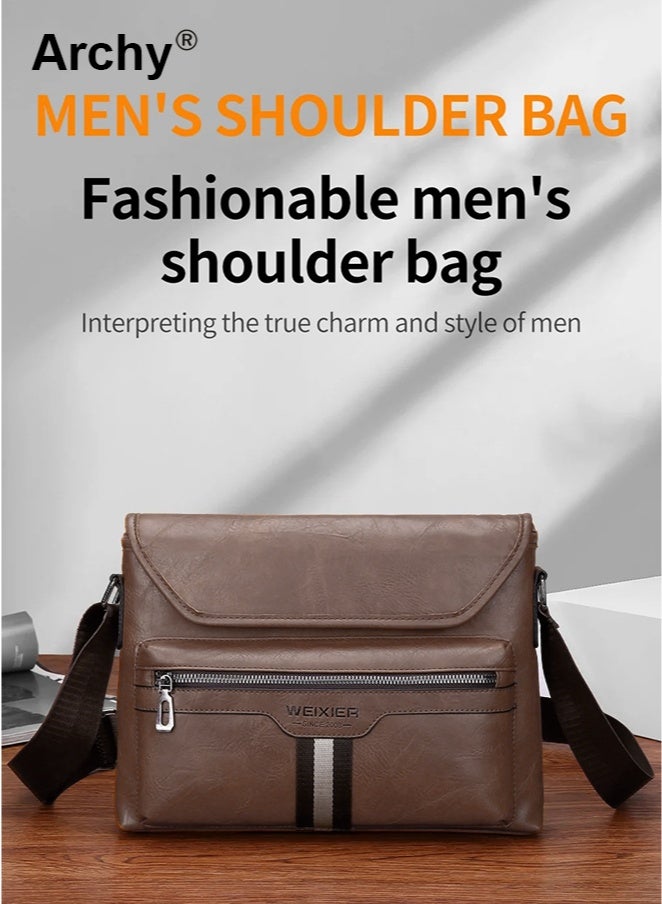 أرشي حقيبة كتف رجالية عصرية فاخرة - سعة كبيرة ومقاومة للماء | مناسبة للتنقل في المدينة والأنشطة الخارجية | تصميم متين مقاوم للتآكل، مناسب لجهاز iPad مقاس 9.7 بوصة - Image 3