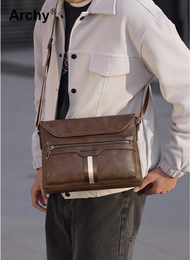 أرشي حقيبة كتف رجالية عصرية فاخرة - سعة كبيرة ومقاومة للماء | مناسبة للتنقل في المدينة والأنشطة الخارجية | تصميم متين مقاوم للتآكل، مناسب لجهاز iPad مقاس 9.7 بوصة - Image 1