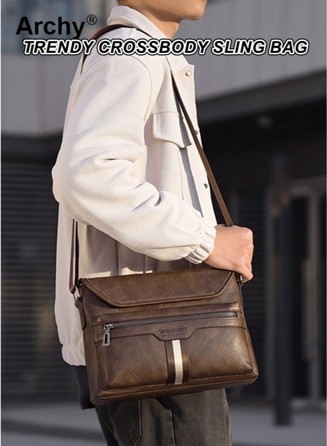 أرشي حقيبة كتف رجالية عصرية فاخرة - سعة كبيرة ومقاومة للماء | مناسبة للتنقل في المدينة والأنشطة الخارجية | تصميم متين مقاوم للتآكل، مناسب لجهاز iPad مقاس 9.7 بوصة - Image 2