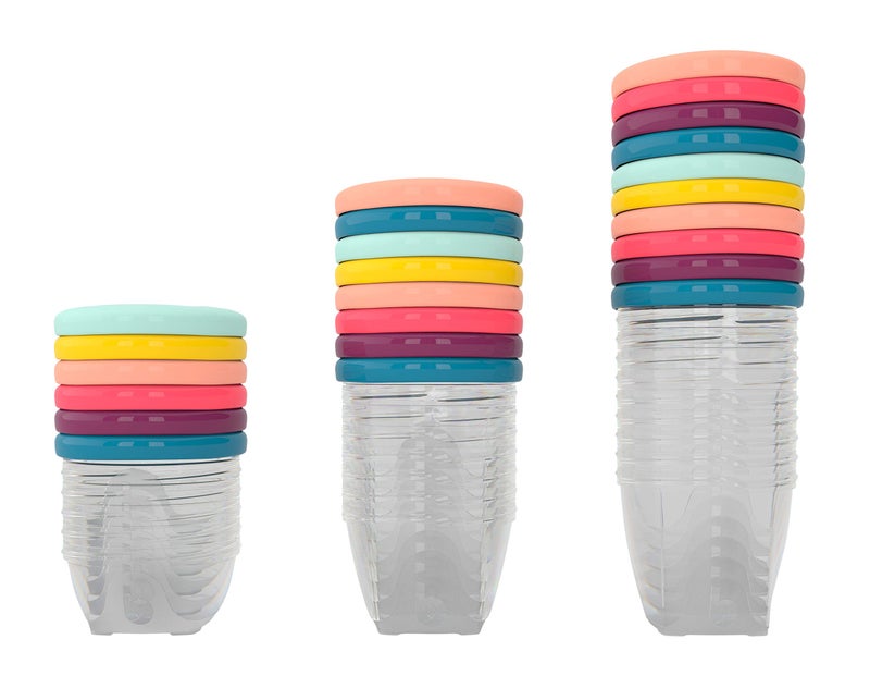 Babymoov Baby Food Jars Set of 24 (6 x 4oz + 6 x 6oz + 12 x 8.45oz) Storage Containers BPA-Free Leakproof Silicone Lids Microwave, Freezer & Dishwasher Safe Baby Registry Essential - Image 2
