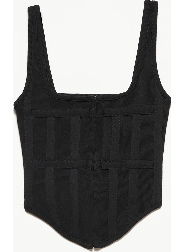 Dilvin 3791 Corset Top-Black  - Image 1