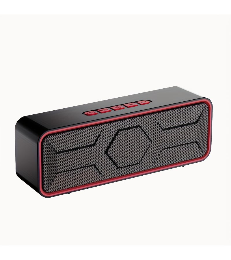 مكبر صوت لاسلكي 10 واط محمول هاي فاي مع راديو FM وميكروفون مدمج يدعم TF TWS USB صوت استريو قوي باس إضافي صندوق صوت للاستخدام المنزلي والخارجي مدة تشغيل 12 ساعة أحمر - Image 1
