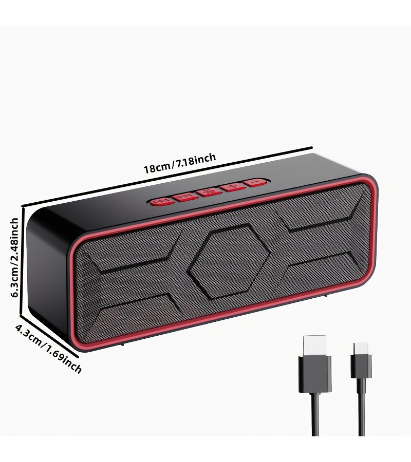 مكبر صوت لاسلكي 10 واط محمول هاي فاي مع راديو FM وميكروفون مدمج يدعم TF TWS USB صوت استريو قوي باس إضافي صندوق صوت للاستخدام المنزلي والخارجي مدة تشغيل 12 ساعة أحمر - Image 2
