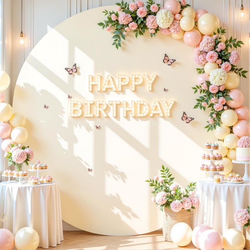 Suppromo 66 FT Beige Round Backdrop Cover for Circle Balloon Arch Stand Stretchy Circle Arch Backdrop Covers for Wedding Arch Baby Shower Birthday Party Photo Shoot Photography Arch Background Decorations - Image 2