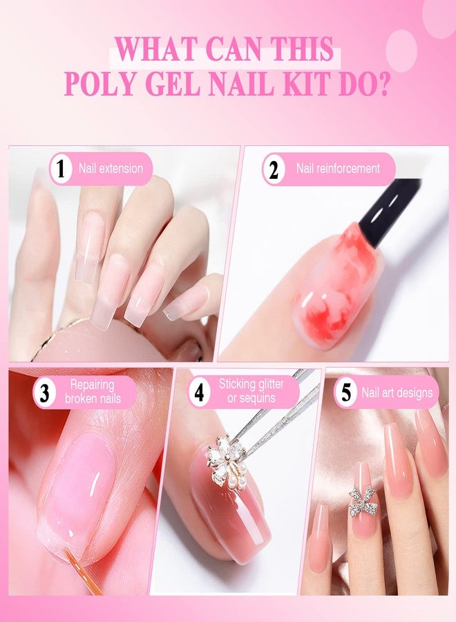 SAVILAND 8 Colors Poly Nail Extension Gel Nail Kit Poly Gel Nail Nudes Color Series with 96W Nail Lamp Slip Solution Nail Tools All in 1 Manicure Starter Kit for Nail Salon Home DIY - Image 3
