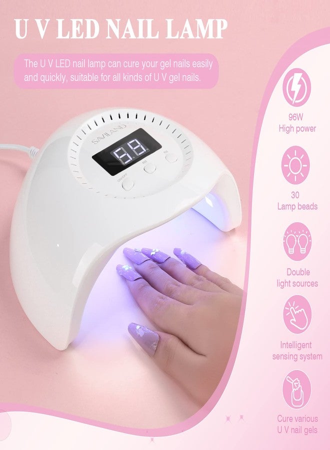 SAVILAND 8 Colors Poly Nail Extension Gel Nail Kit Poly Gel Nail Nudes Color Series with 96W Nail Lamp Slip Solution Nail Tools All in 1 Manicure Starter Kit for Nail Salon Home DIY - Image 4