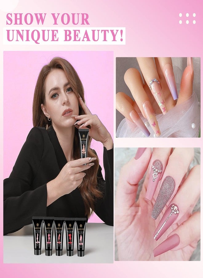 SAVILAND 8 Colors Poly Nail Extension Gel Nail Kit Poly Gel Nail Nudes Color Series with 96W Nail Lamp Slip Solution Nail Tools All in 1 Manicure Starter Kit for Nail Salon Home DIY - Image 5