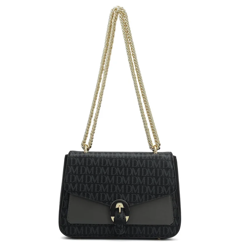 دا ميلانو Genuine Leather Black Sling Bag