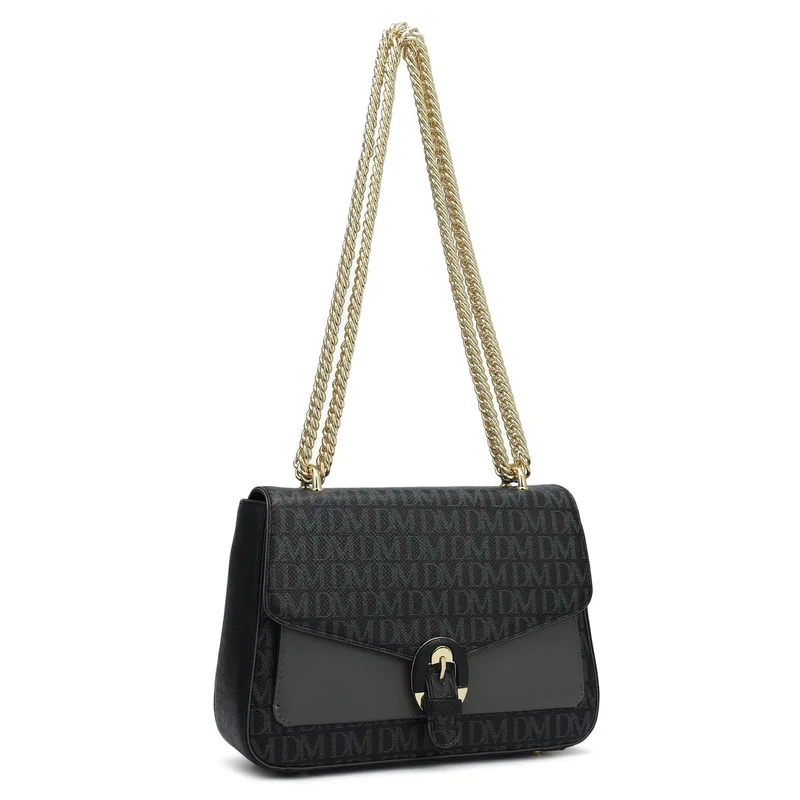 دا ميلانو Genuine Leather Black Sling Bag