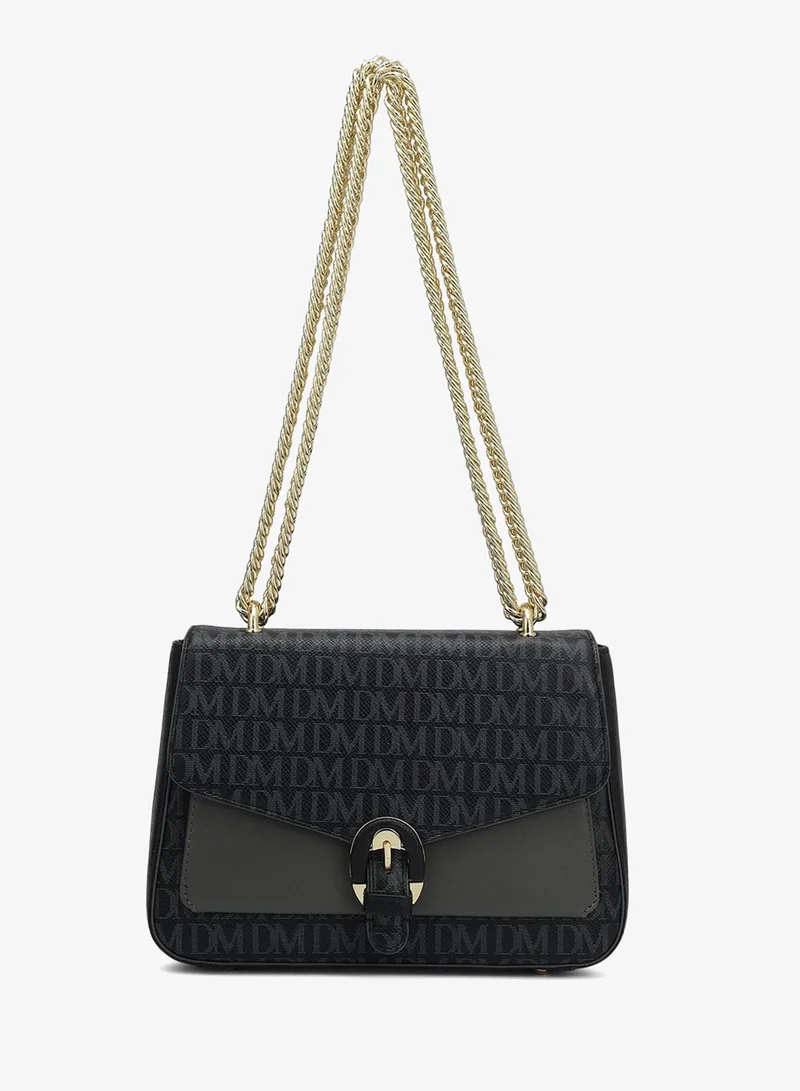 دا ميلانو Genuine Leather Black Sling Bag