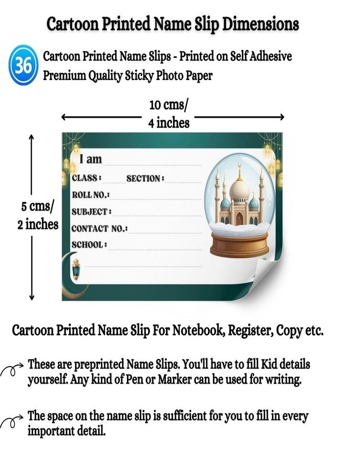 AanyaCentric 36no Cartoon Printed Name Sticker for Kids | 4 x 2 inch | Self Fill in Sticky School Labels for Book Register Copy - Image 3