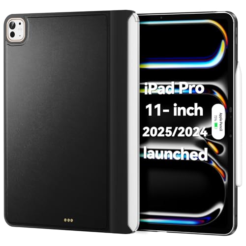 Matekxy Magic-Keyboard Compatible Case for iPad Pro 11 inch M4/M5 2024/2025, Cover for Smart MagicKeyboard Folio Slim Durability, with Durable Leather Surface, (Keyboard Not Included), Black - Image 1