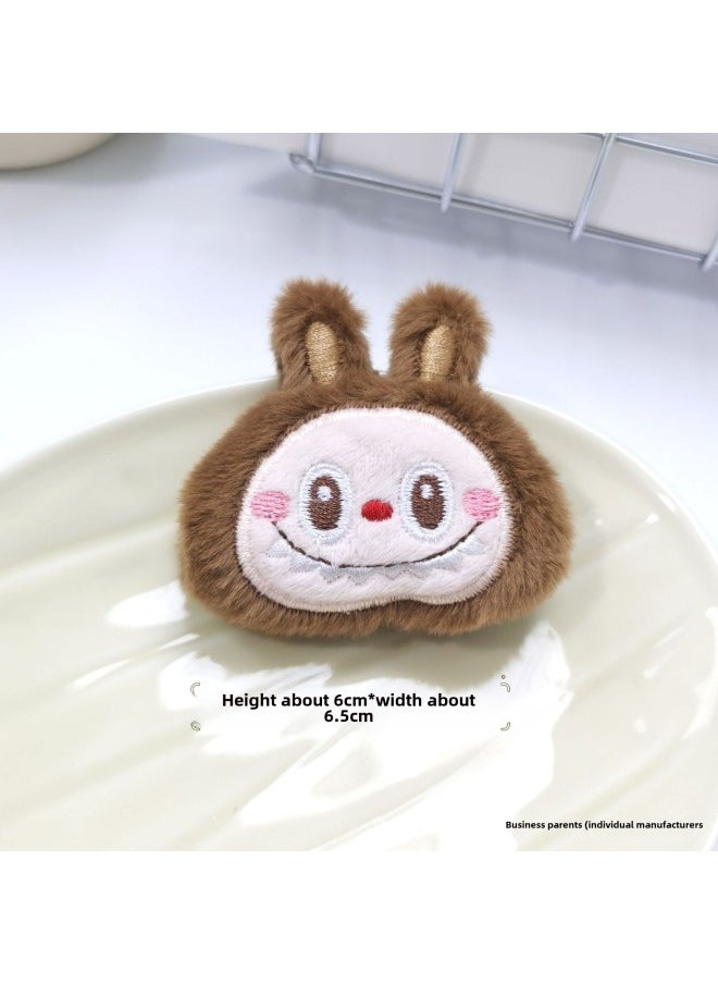 Generic - Cute Cartoon Labubu Labubu Doll Brooch Rabbit Bag Key Chain Pendant Plush Small Pendant Wholesale-Specifications:Coffee Color-Color:Brooch Style (brooch Without Hanging Chain On The Back) - Image 1