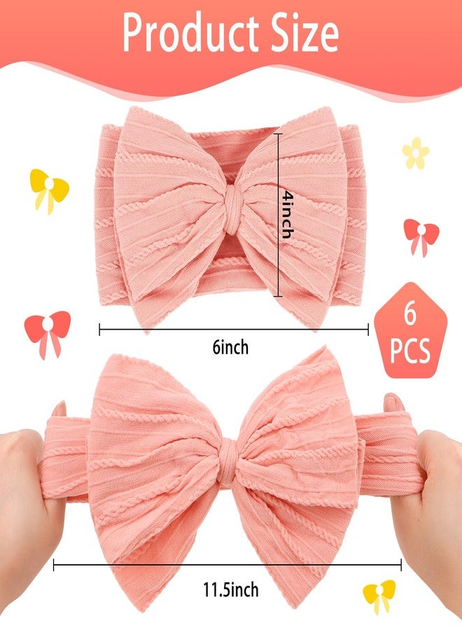 CAVETEE 6 PCS Bow Headband for Baby Girls, Cute Toddler Hair Band Soft & Elastic Hair Accessories for Girls - Image 3
