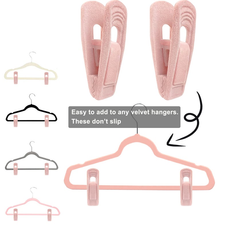 TOFIIGREM Light Pink Velvet Hanger Clips (60-Pack)  Non-Slip Strong Velvet Hanger Clip for Velvet Hangers  Pants Skirt Felt Hanger Velvet Clips Fit for Thin Velvet Clothes Suit Hangers - Image 3