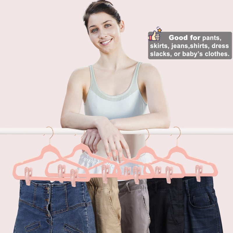 TOFIIGREM Light Pink Velvet Hanger Clips (60-Pack)  Non-Slip Strong Velvet Hanger Clip for Velvet Hangers  Pants Skirt Felt Hanger Velvet Clips Fit for Thin Velvet Clothes Suit Hangers - Image 4
