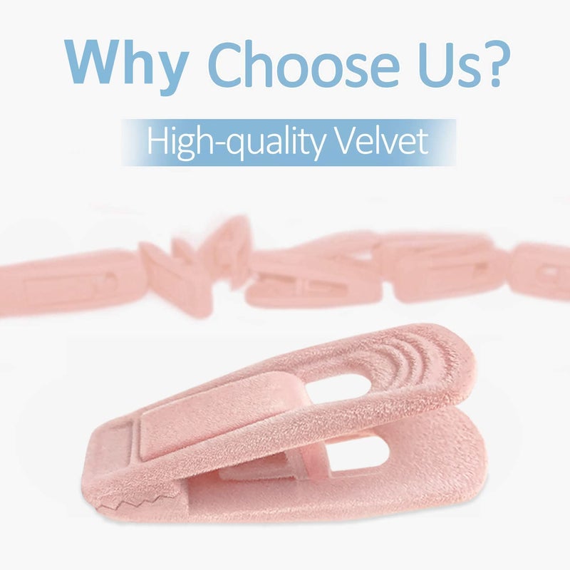 TOFIIGREM Light Pink Velvet Hanger Clips (60-Pack)  Non-Slip Strong Velvet Hanger Clip for Velvet Hangers  Pants Skirt Felt Hanger Velvet Clips Fit for Thin Velvet Clothes Suit Hangers - Image 2