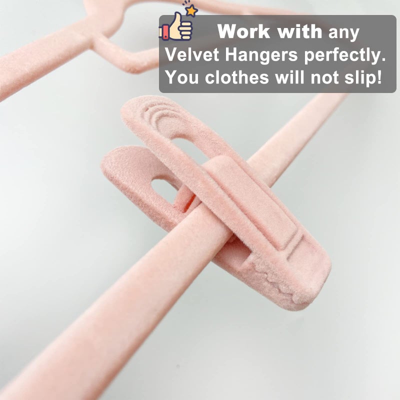 TOFIIGREM Light Pink Velvet Hanger Clips (60-Pack)  Non-Slip Strong Velvet Hanger Clip for Velvet Hangers  Pants Skirt Felt Hanger Velvet Clips Fit for Thin Velvet Clothes Suit Hangers - Image 5
