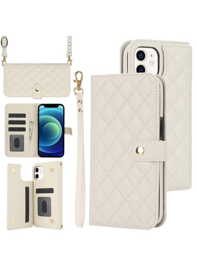 Zaboon Case For iPhone 12 mini Crossbody Multifunction Rhombic Leather Phone Case - Image 1