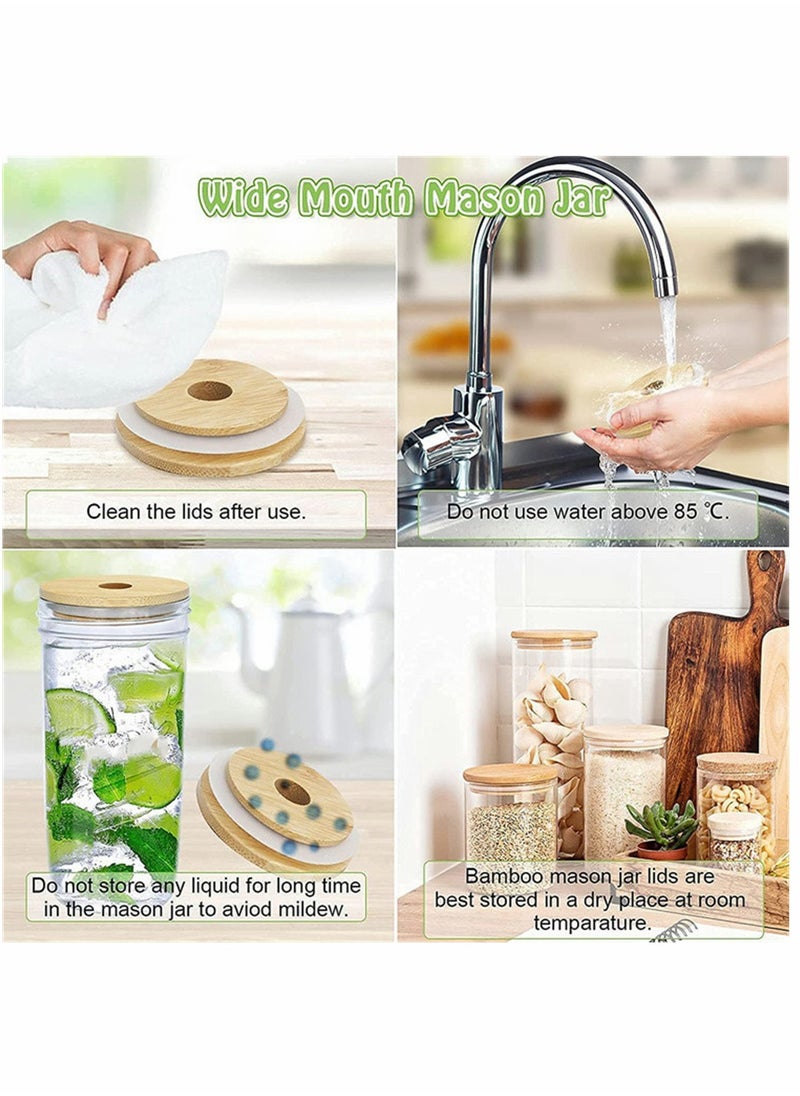 SYOSI - Mason Jar Cups with Lids and Straws Reusable Wide Mouth Ball Mason Jar Drinking Glasses Tumbler, 24 Oz Travel Bottle for Iced Coffee, Juicing, Tea, Milk, Homemade Beverages, 2 Pack - Image 1