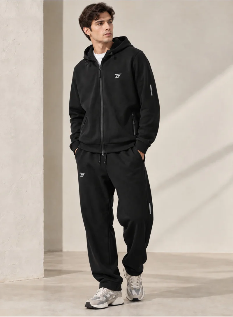 تي جي تي Men's 2 Piece Full Zip Fleece Tracksuit Set