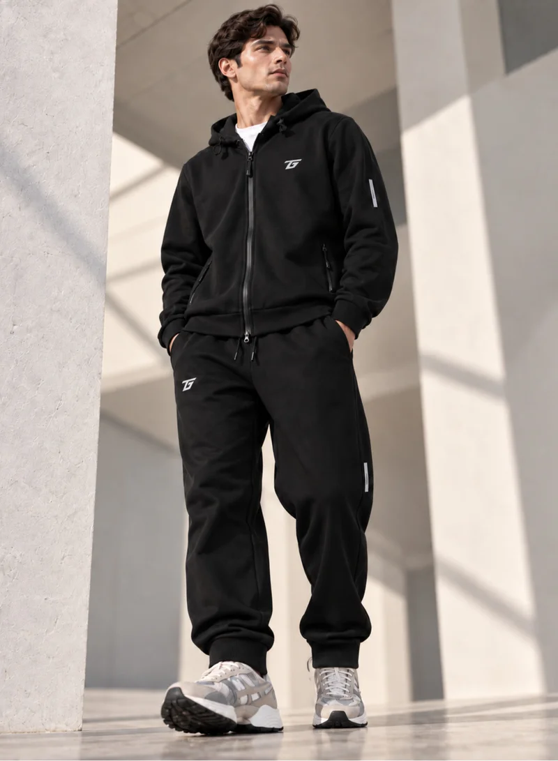 تي جي تي Men's 2 Piece Full Zip Fleece Tracksuit Set