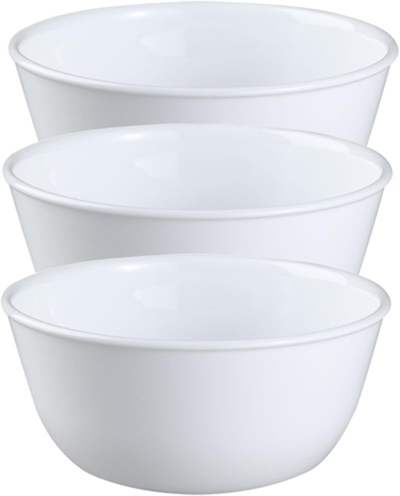 Corelle وعاء شوربة وحبوب كوريل ليفينغ وير سوبر 28 أونصة مجموعة من 3 - أبيض شتوي فروس - Image 1